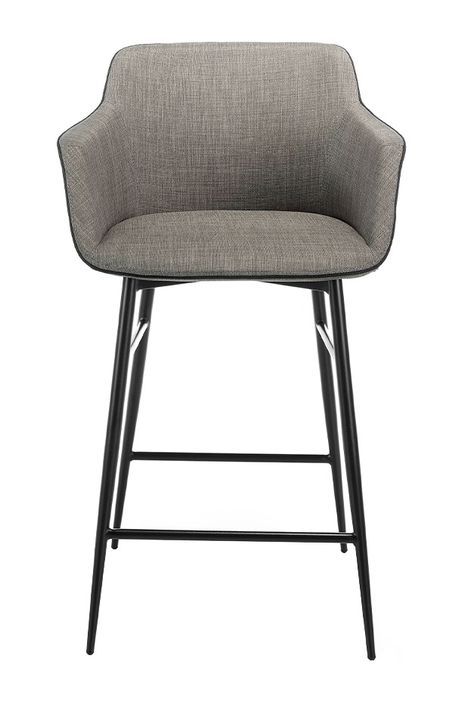 Chaise haute en tissu gris et pieds acier noir Paula - Lot de 2 - Photo n°3
