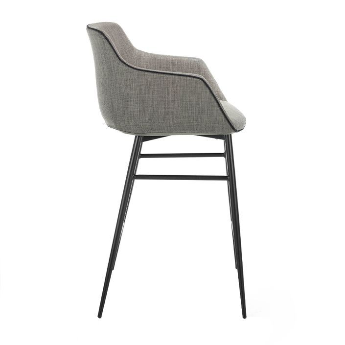 Chaise haute en tissu gris et pieds acier noir Paula - Lot de 2 - Photo n°4