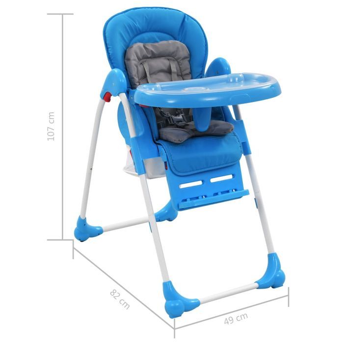 Chaise haute pour bébé Bleu et gris - Photo n°12