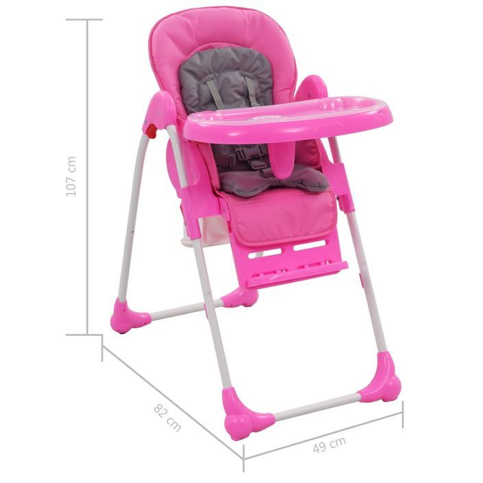 Chaise haute pour bébé Rose et gris - Photo n°12