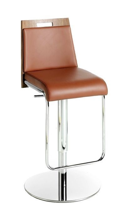 Chaise haute réglable similicuir marron et acier Zoé - Lot de 2 - Photo n°1