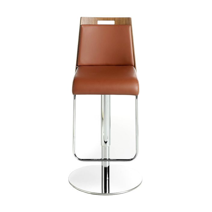 Chaise haute réglable similicuir marron et acier Zoé - Lot de 2 - Photo n°4