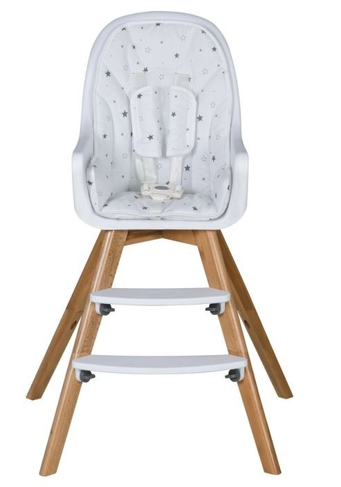 Chaise haute tissu blanc et pieds hêtre massif clair Holly - Photo n°3