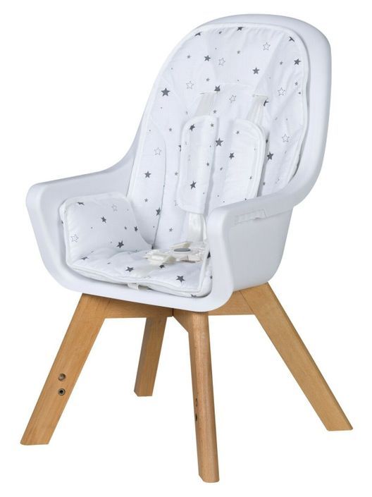 Chaise haute tissu blanc et pieds hêtre massif clair Holly - Photo n°4