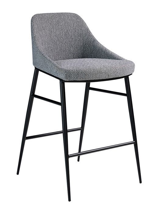 Chaise haute tissu gris et pieds en acier noir Padou - lot de 2 - Photo n°1