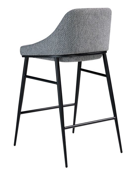 Chaise haute tissu gris et pieds en acier noir Padou - lot de 2 - Photo n°3