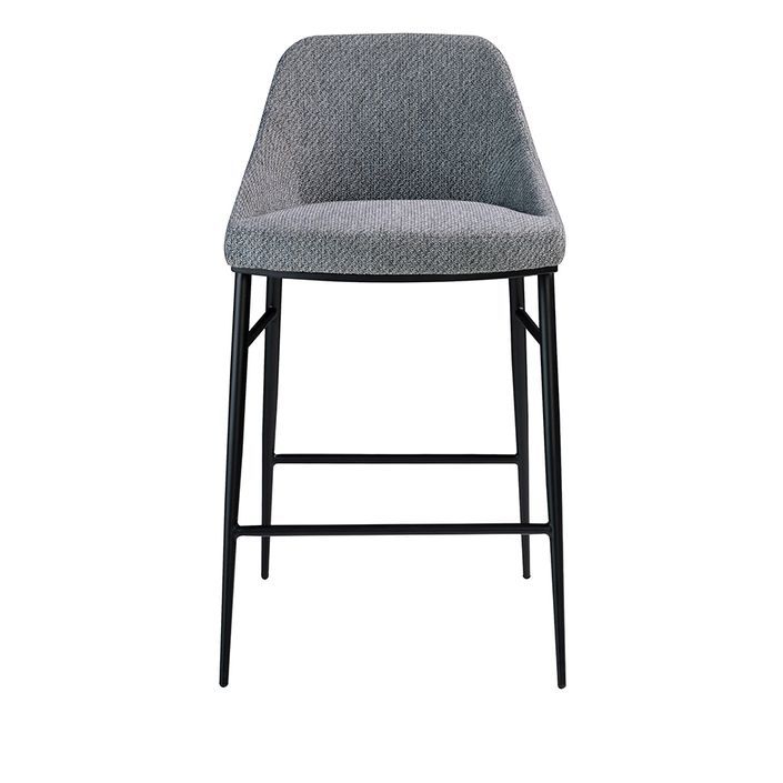 Chaise haute tissu gris et pieds en acier noir Padou - lot de 2 - Photo n°6