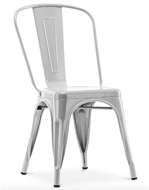 Chaise industrielle acier argenté brillant Kivox - Haut de gamme - Photo n°1