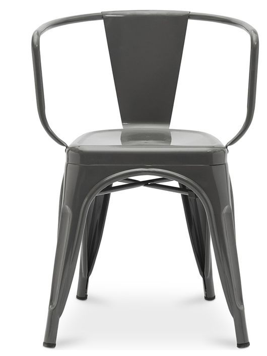 Chaise industrielle avec accoudoirs acier brillant Poka - Haut de gamme - Photo n°6