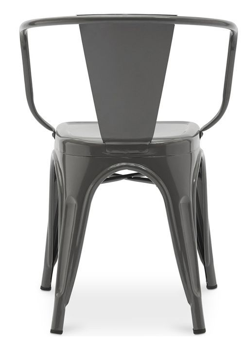 Chaise industrielle avec accoudoirs acier brillant Poka - Haut de gamme - Photo n°4