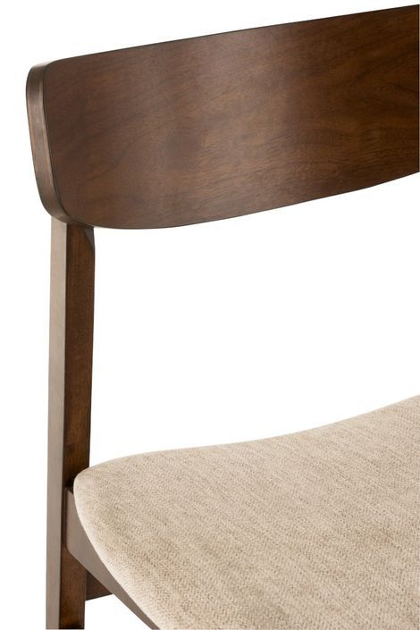 Chaise bois d'hévéa marron et tissu-beige Keni - Photo n°4