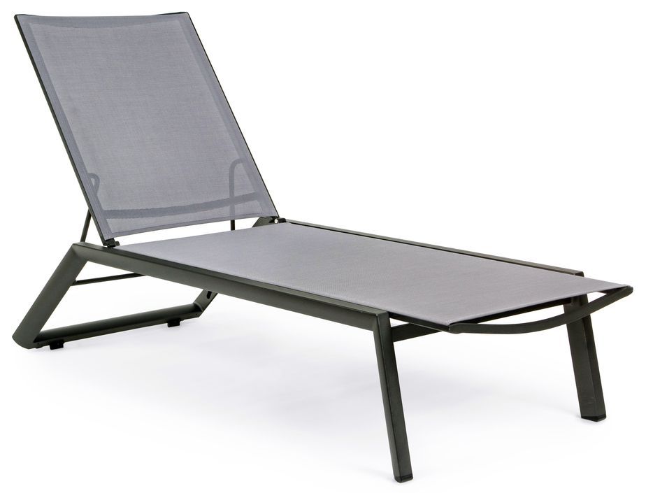 Chaise longue aluminium anthracite avec roue Cadia - Lot de 4 - Photo n°1