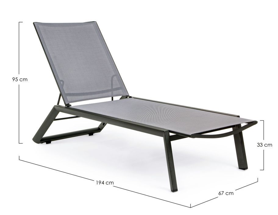 Chaise longue aluminium anthracite avec roue Cadia - Lot de 4 - Photo n°6