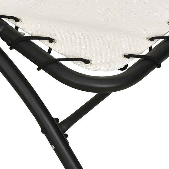 Chaise longue avec auvent crème 167x80x195 cm tissu et acier - Photo n°5