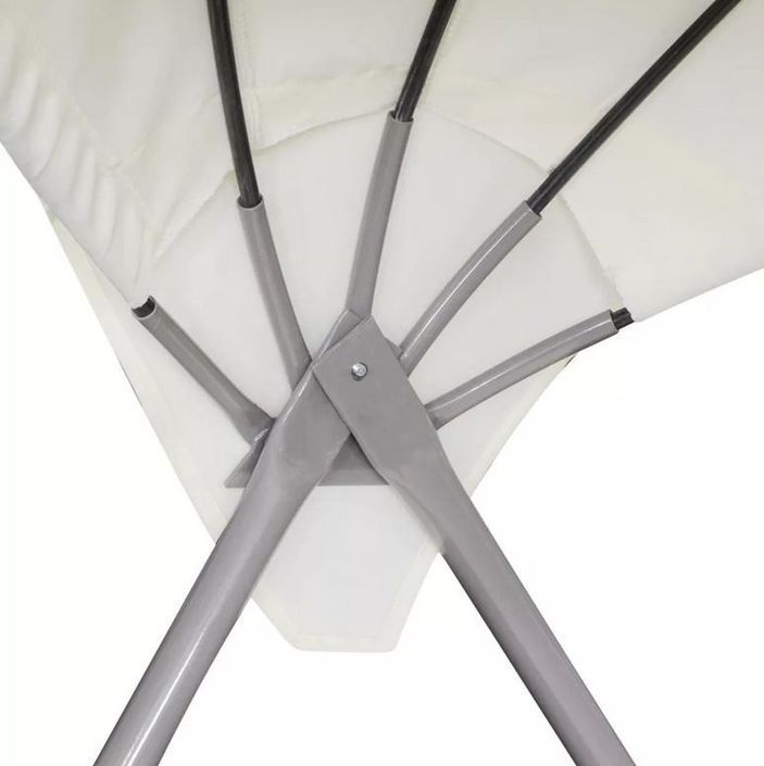 Chaise longue avec auvent polyester blanc et métal gris Blop - Photo n°3