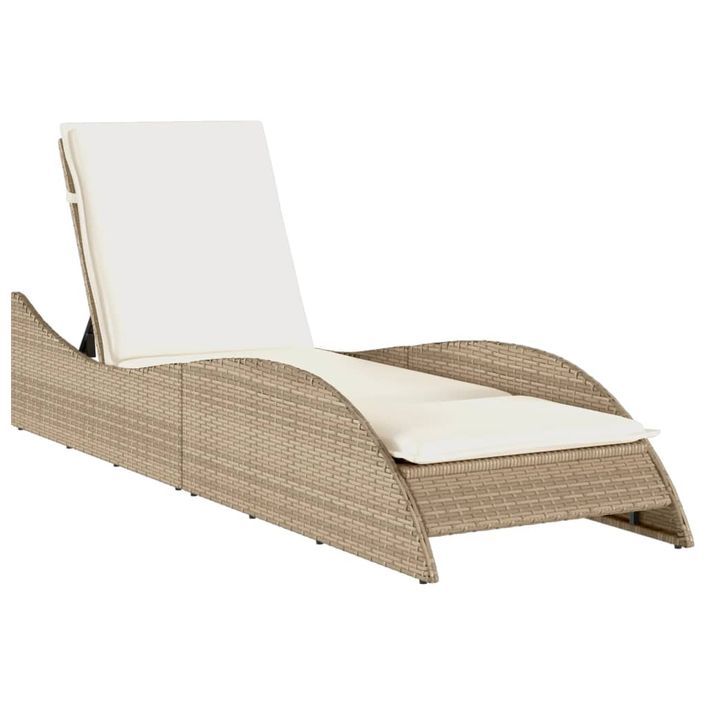 Chaise longue avec coussin beige 60x205x73 cm résine tressée - Photo n°2
