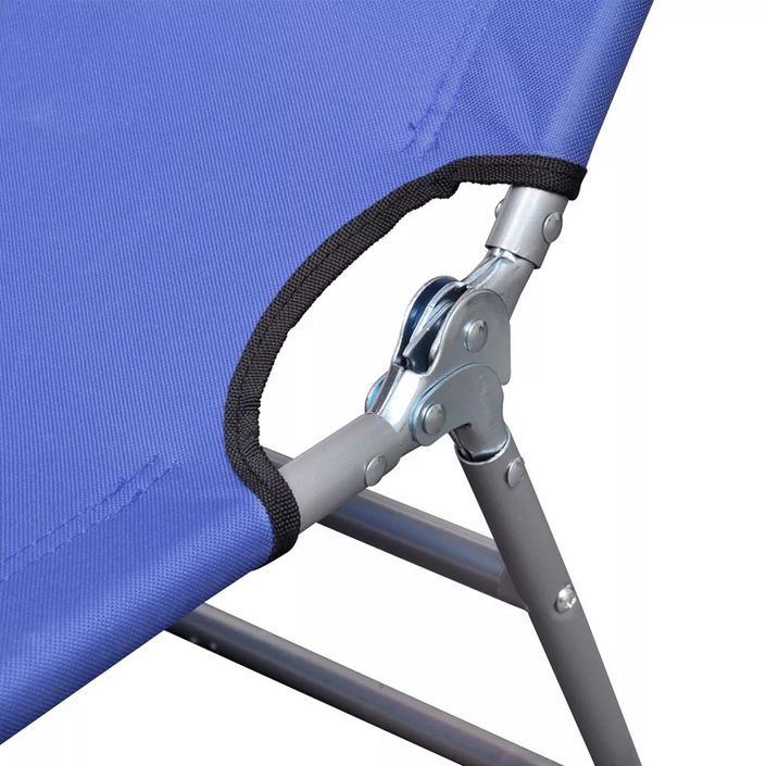 Chaise longue avec coussin de tête Acier enduit de poudre Bleu - Photo n°5