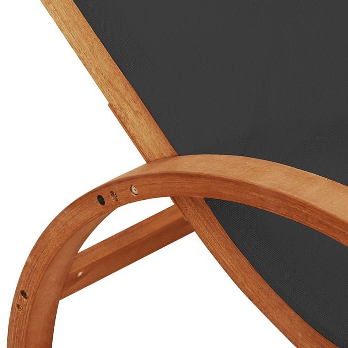 Chaise longue avec coussin gris textilène/bois massif peuplier - Photo n°6