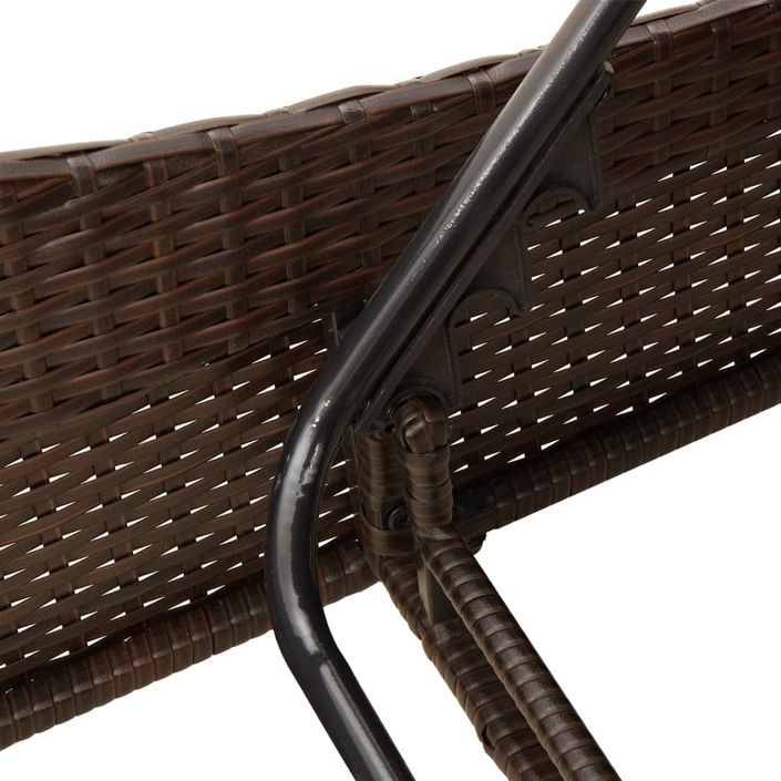 Chaise longue avec coussin marron 60x205x73 cm résine tressée - Photo n°8