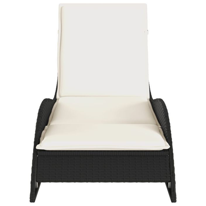 Chaise longue avec coussin noir 60x205x73 cm résine tressée - Photo n°4