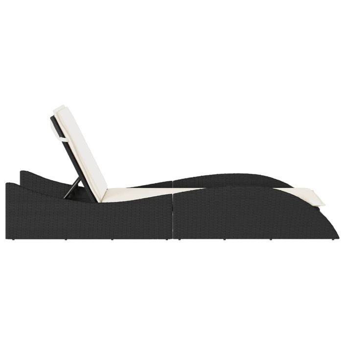 Chaise longue avec coussin noir 60x205x73 cm résine tressée - Photo n°5