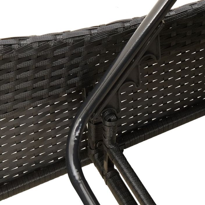 Chaise longue avec coussin noir 60x205x73 cm résine tressée - Photo n°8