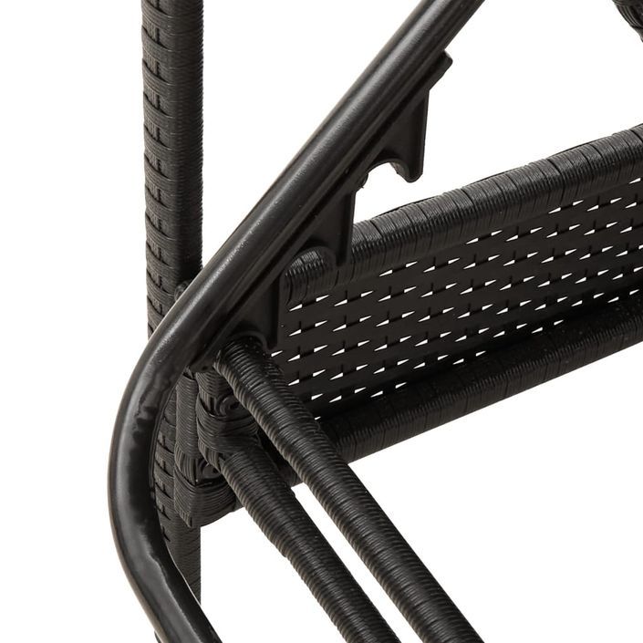 Chaise longue avec coussin noir 63x200x81 cm résine tressée - Photo n°8