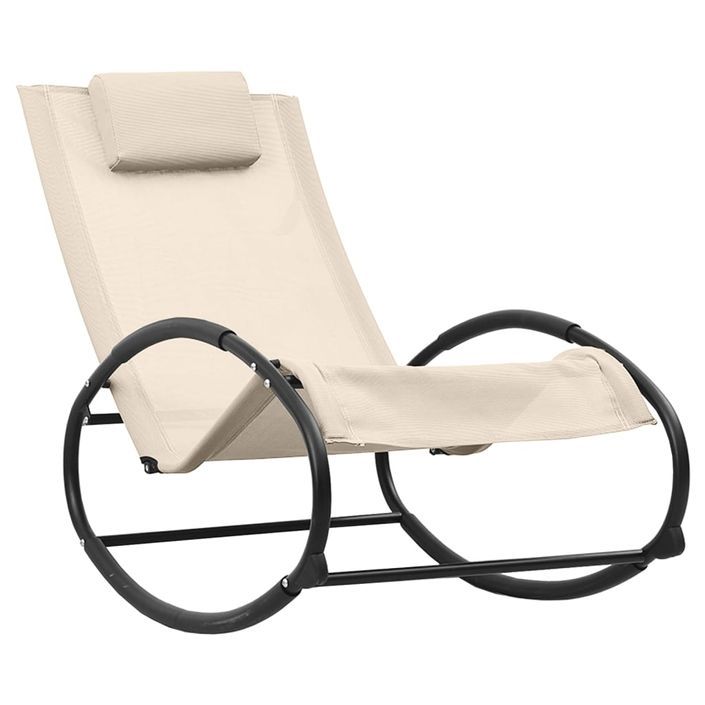 Chaise longue avec oreiller Acier et textilène Crème - Photo n°1