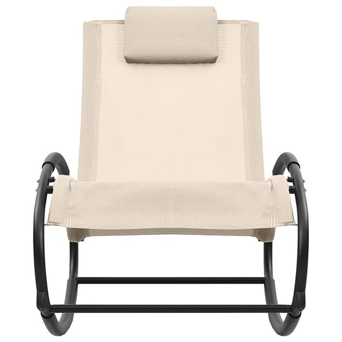 Chaise longue avec oreiller Acier et textilène Crème - Photo n°3