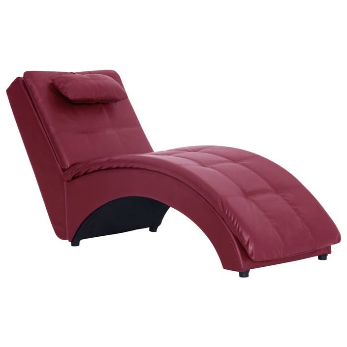 Chaise longue avec oreiller Rouge bordeaux Similicuir - Photo n°1