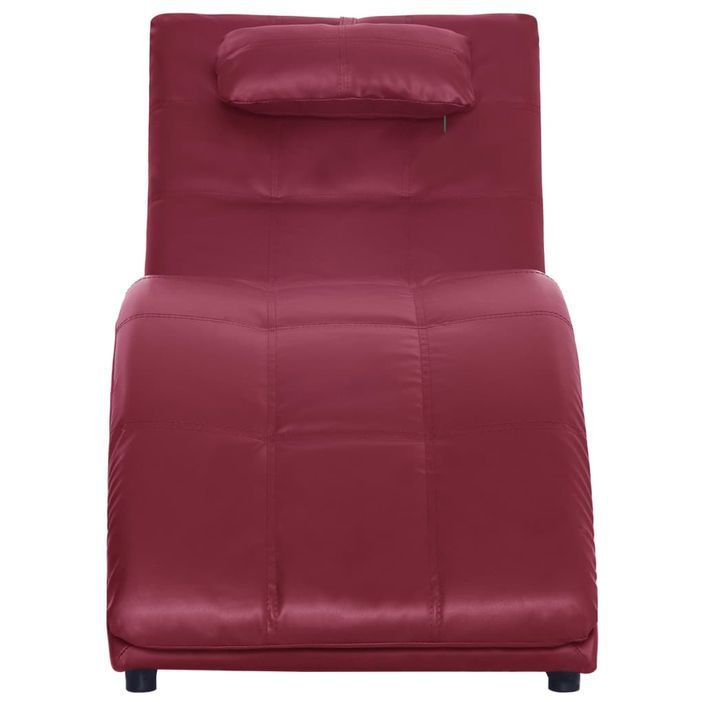 Chaise longue avec oreiller Rouge bordeaux Similicuir - Photo n°6