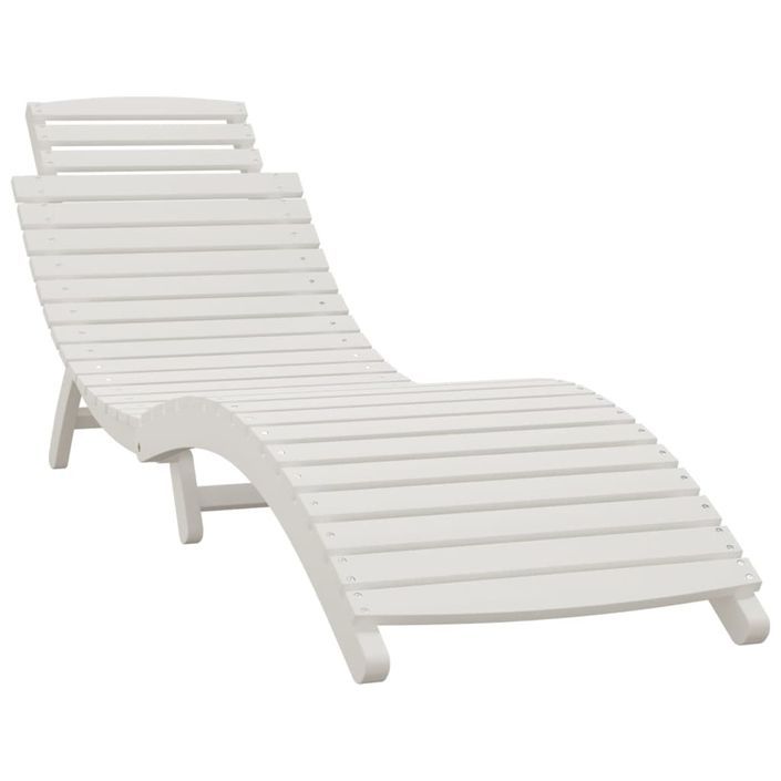 Chaise longue avec table blanc bois massif d'acacia - Photo n°5