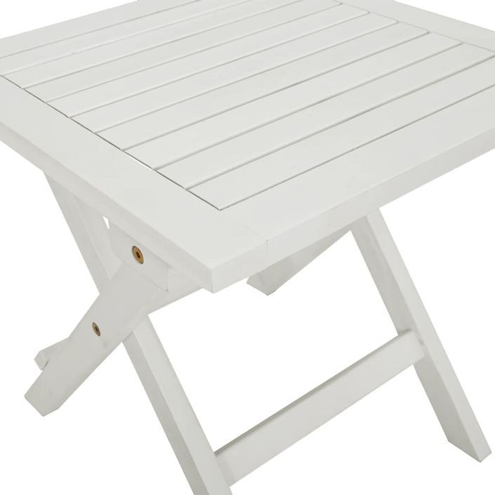 Chaise longue avec table blanc bois massif d'acacia - Photo n°10