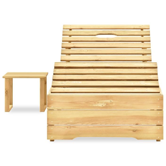 Chaise longue avec table Bois de pin imprégné de vert 2 - Photo n°2