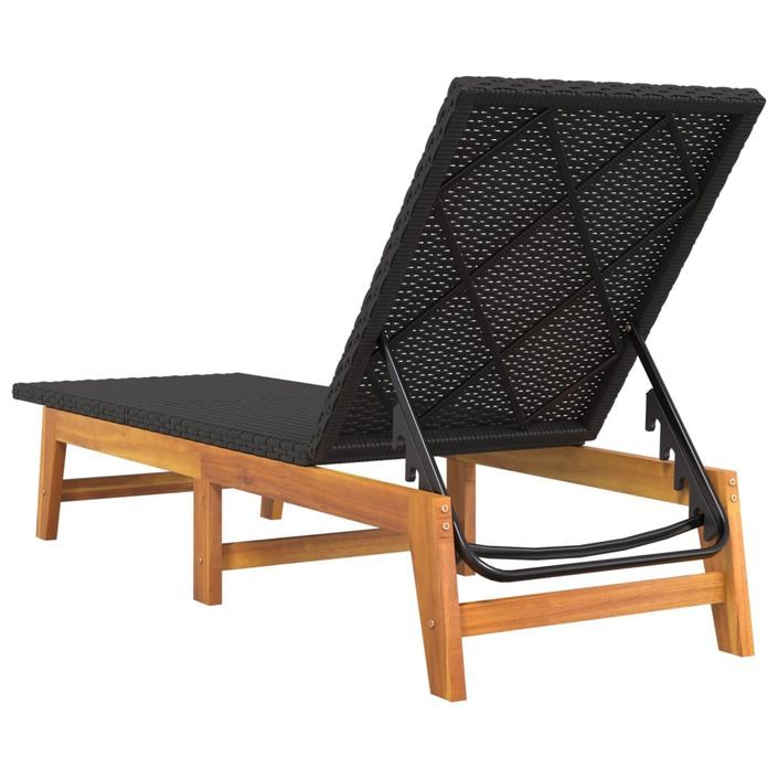 Chaise longue avec table Résine tressée et bois massif d'acacia - Photo n°9