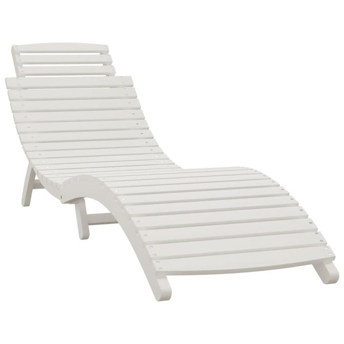 Chaise longue blanc 184x55x64 cm bois massif d'acacia - Photo n°2