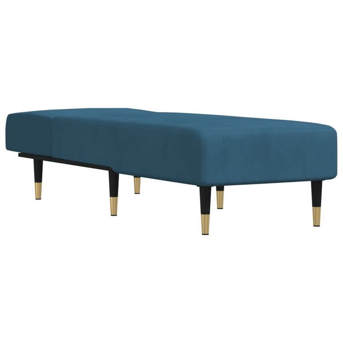 Chaise longue bleu velours - Photo n°3