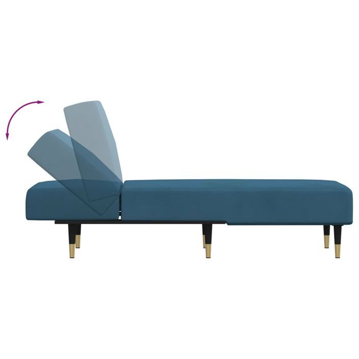 Chaise longue bleu velours - Photo n°6