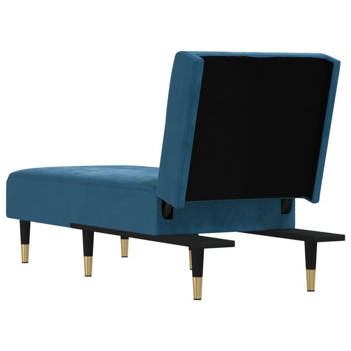 Chaise longue bleu velours - Photo n°5