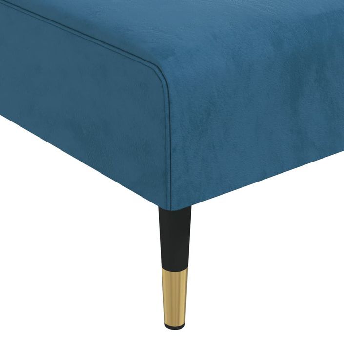 Chaise longue bleu velours - Photo n°7