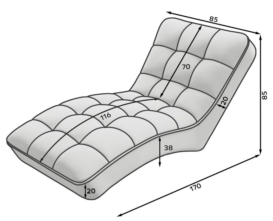 Chaise longue d'intérieur design tissu gris capitonné Rikal - Photo n°7