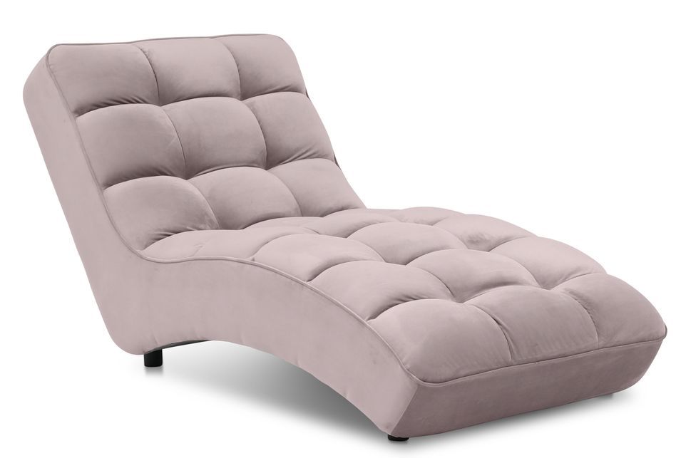 Chaise longue d'intérieur design velours rose balai capitonné Rikal - Photo n°1