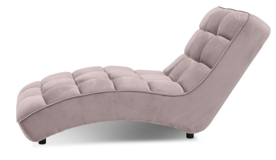 Chaise longue d'intérieur design velours rose balai capitonné Rikal - Photo n°2
