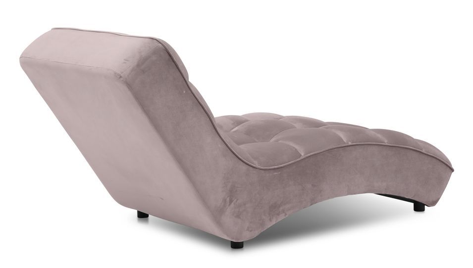 Chaise longue d'intérieur design velours rose balai capitonné Rikal - Photo n°3