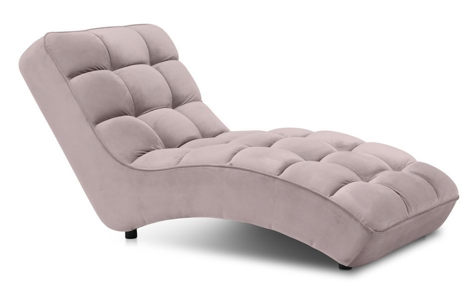 Chaise longue d'intérieur design velours rose balai capitonné Rikal - Photo n°4