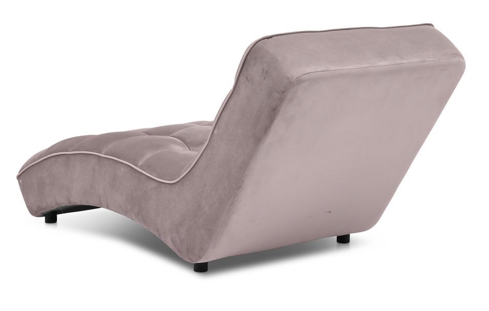 Chaise longue d'intérieur design velours rose balai capitonné Rikal - Photo n°5
