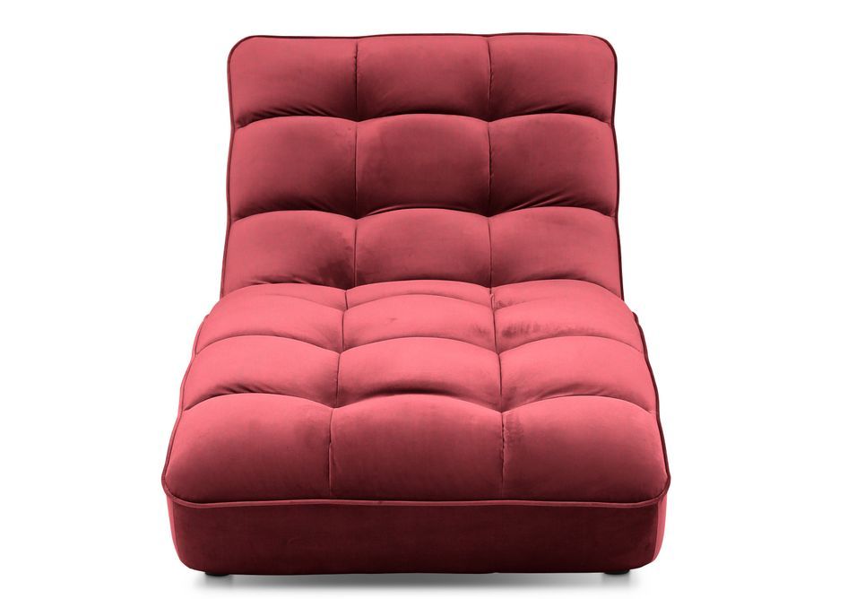 Chaise longue d'intérieur design velours rouge capitonné Rikal - Photo n°6