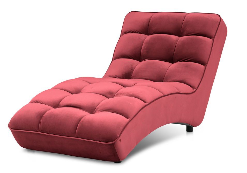 Chaise longue d'intérieur design velours rouge capitonné Rikal - Photo n°7
