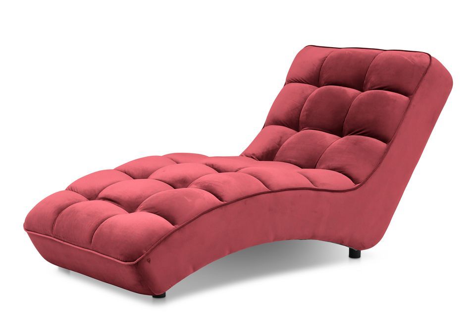 Chaise longue d'intérieur design velours rouge capitonné Rikal - Photo n°8