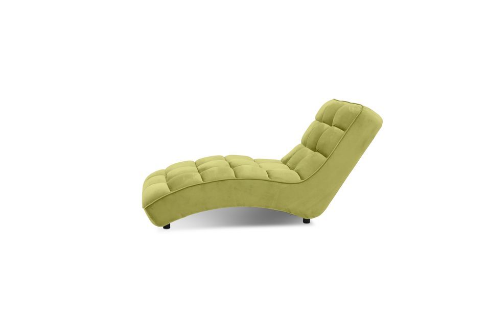 Chaise longue d'intérieur design velours vert anis capitonné Rikal - Photo n°7